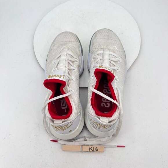 Nike LeBron James 16 Low Men Size 7.5 CI2668-100 Draft Night White Ice Gold Shoe - Picture 11 of 14